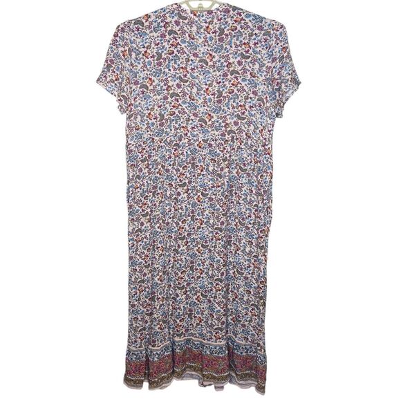 J. Jill Dress Size L Maxi Multi Floral Button Down Front Blush Pink Shirt Dress - Picture 10 of 13